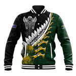 Custom Rugby New Zealand And South Africa Baseball Jacket Silver Fern With Springboks