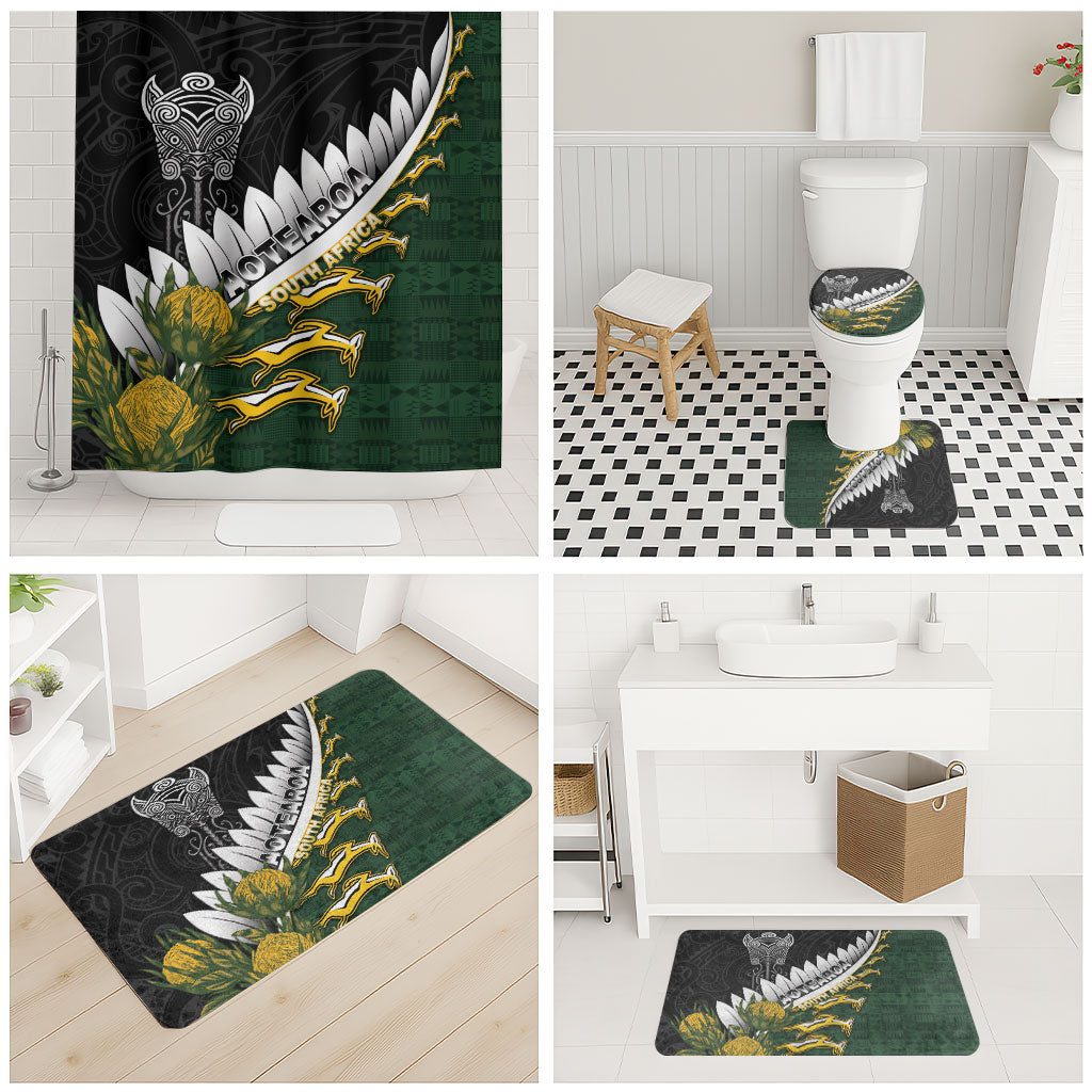 Rugby New Zealand And South Africa Bathroom Set Silver Fern With Springboks