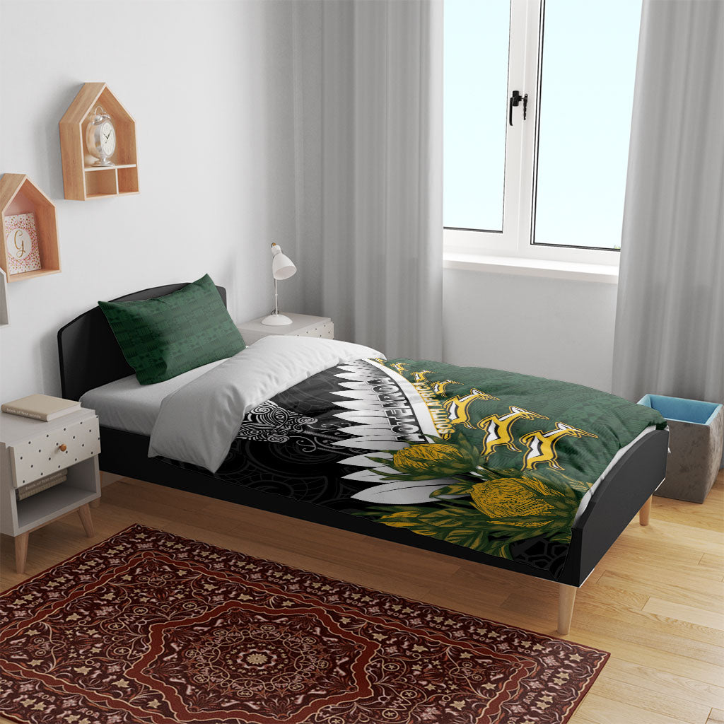 Rugby New Zealand And South Africa Bedding Set Silver Fern With Springboks