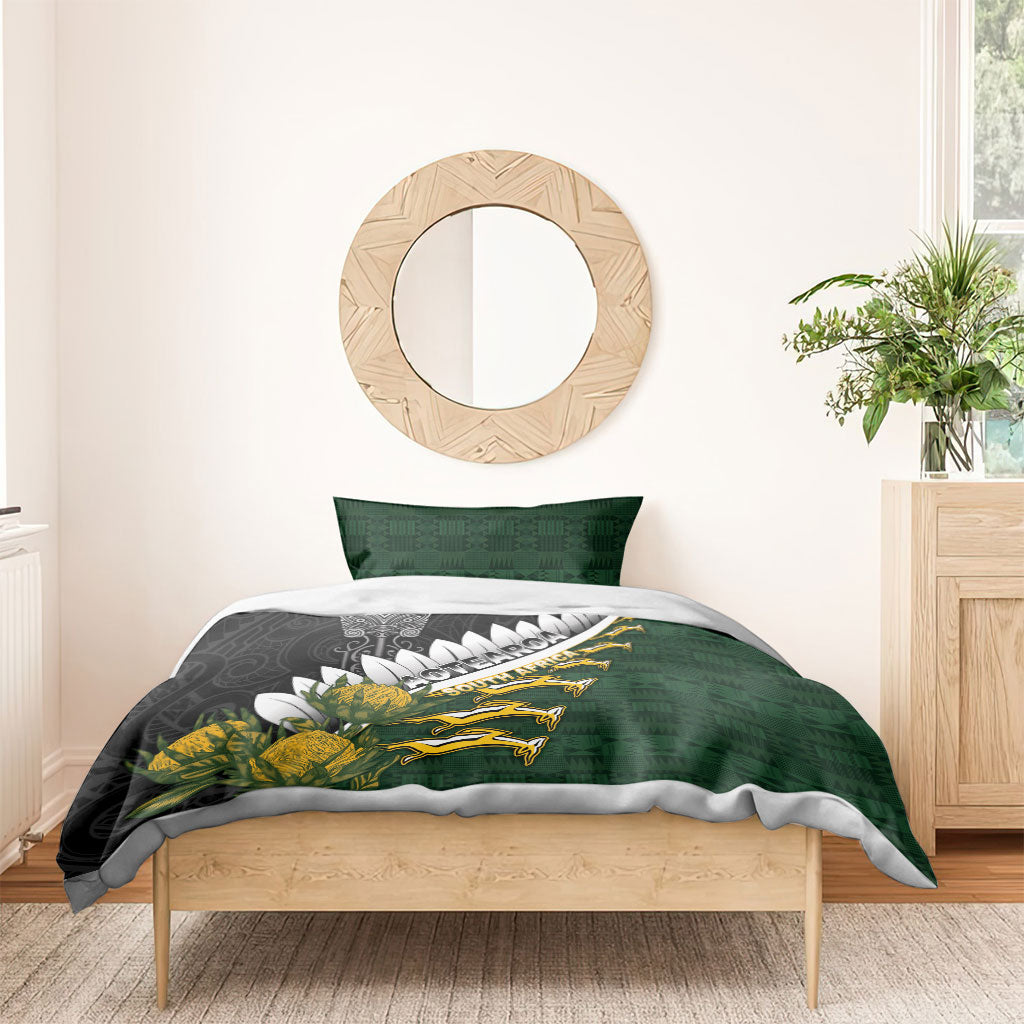Rugby New Zealand And South Africa Bedding Set Silver Fern With Springboks