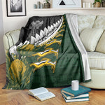 Rugby New Zealand And South Africa Blanket Silver Fern With Springboks
