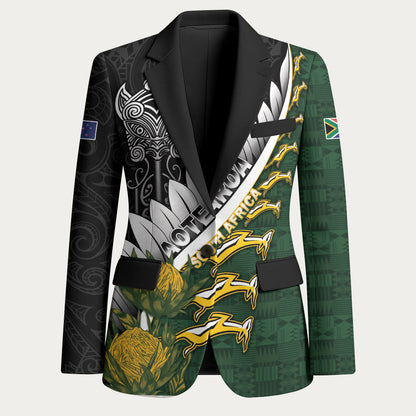 Custom Rugby New Zealand And South Africa Blazer Silver Fern With Springboks