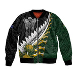 Custom Rugby New Zealand And South Africa Bomber Jacket Silver Fern With Springboks