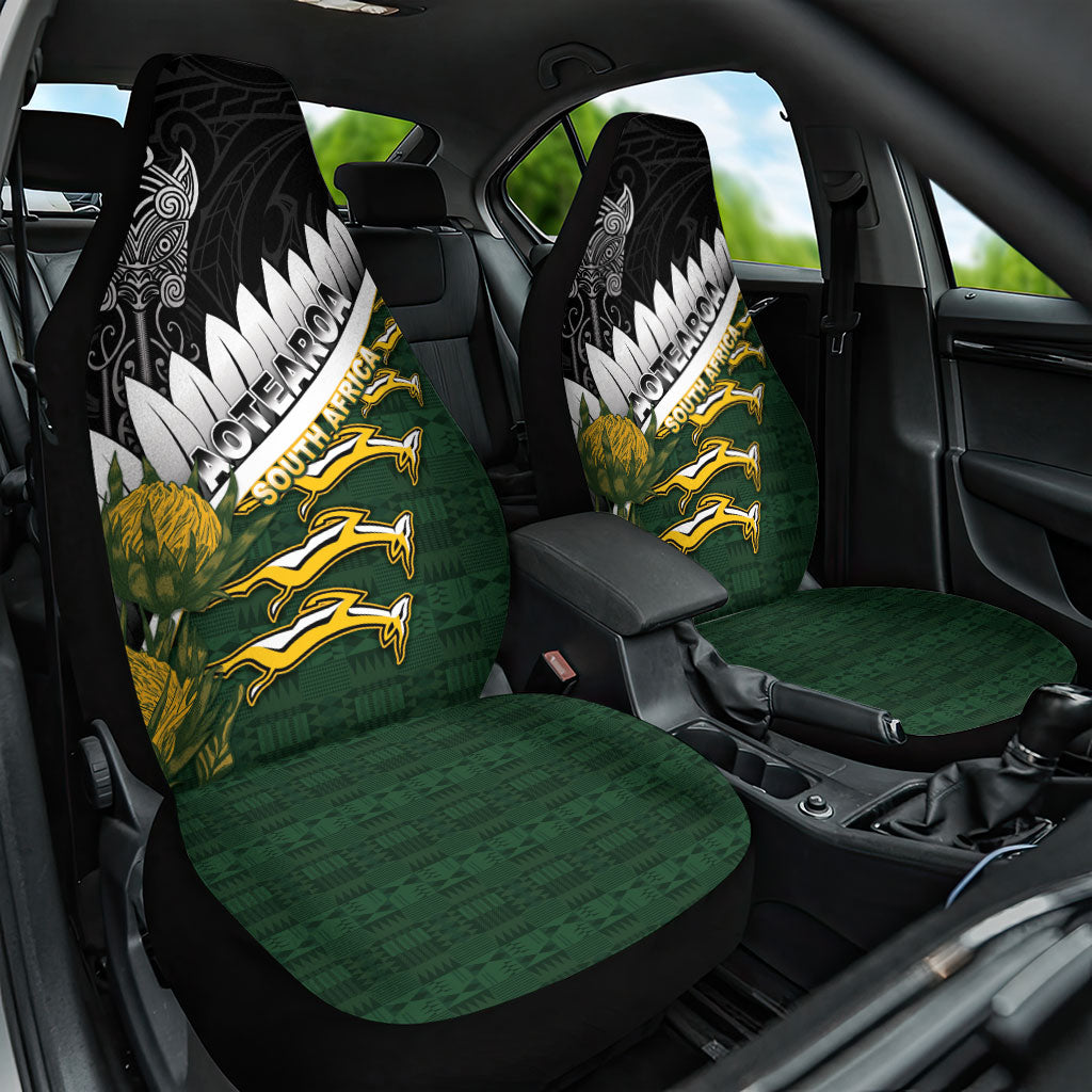 Rugby New Zealand And South Africa Car Seat Cover Silver Fern With Springboks