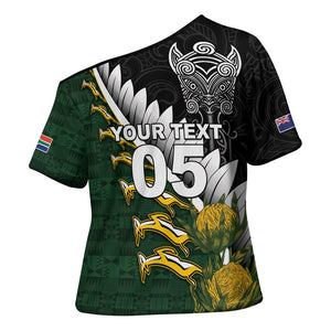 Custom Rugby New Zealand And South Africa Cross Shoulder Shirt Silver Fern With Springboks