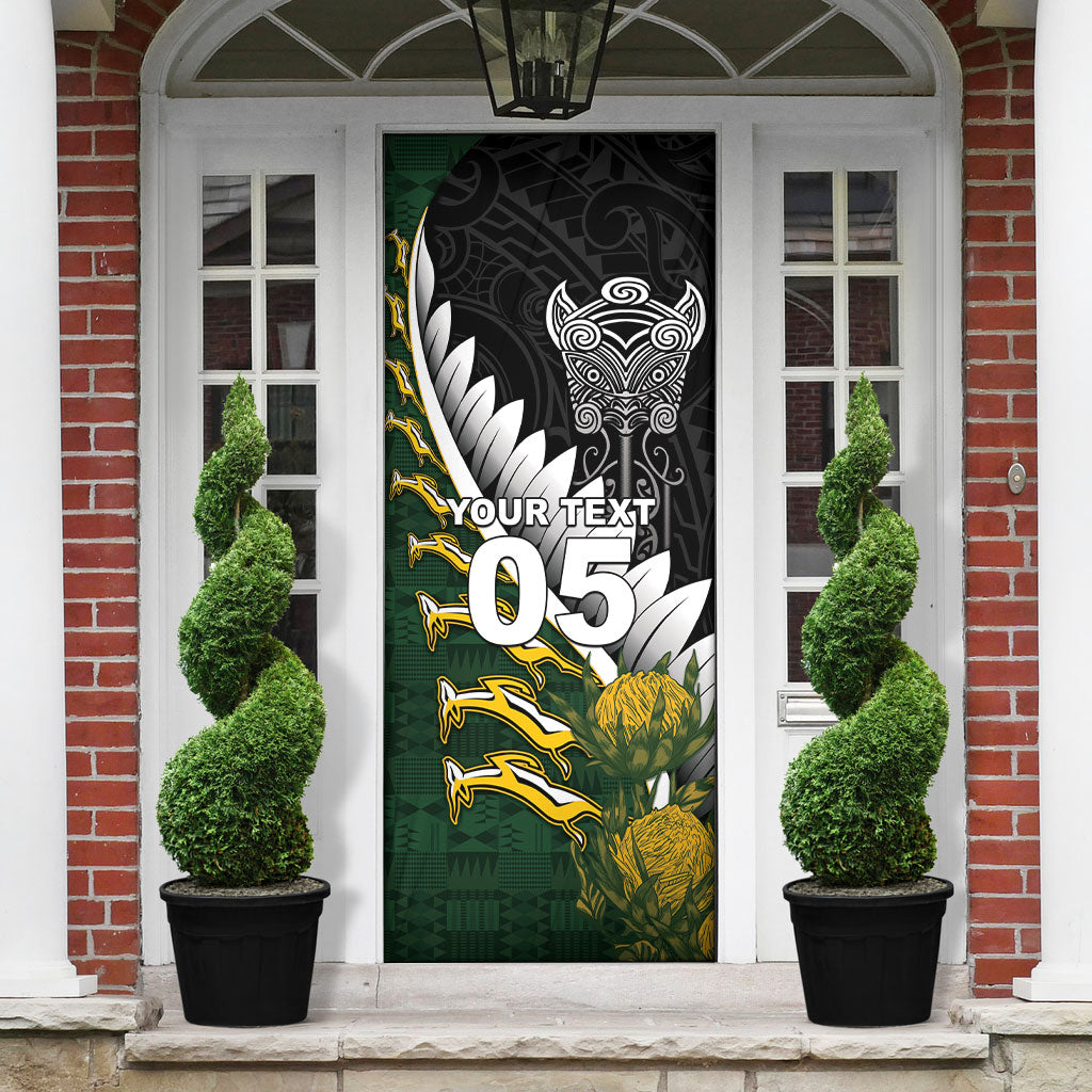 Custom Rugby New Zealand And South Africa Door Cover Silver Fern With Springboks