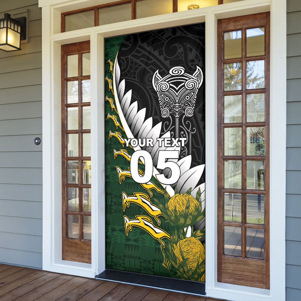Custom Rugby New Zealand And South Africa Door Cover Silver Fern With Springboks