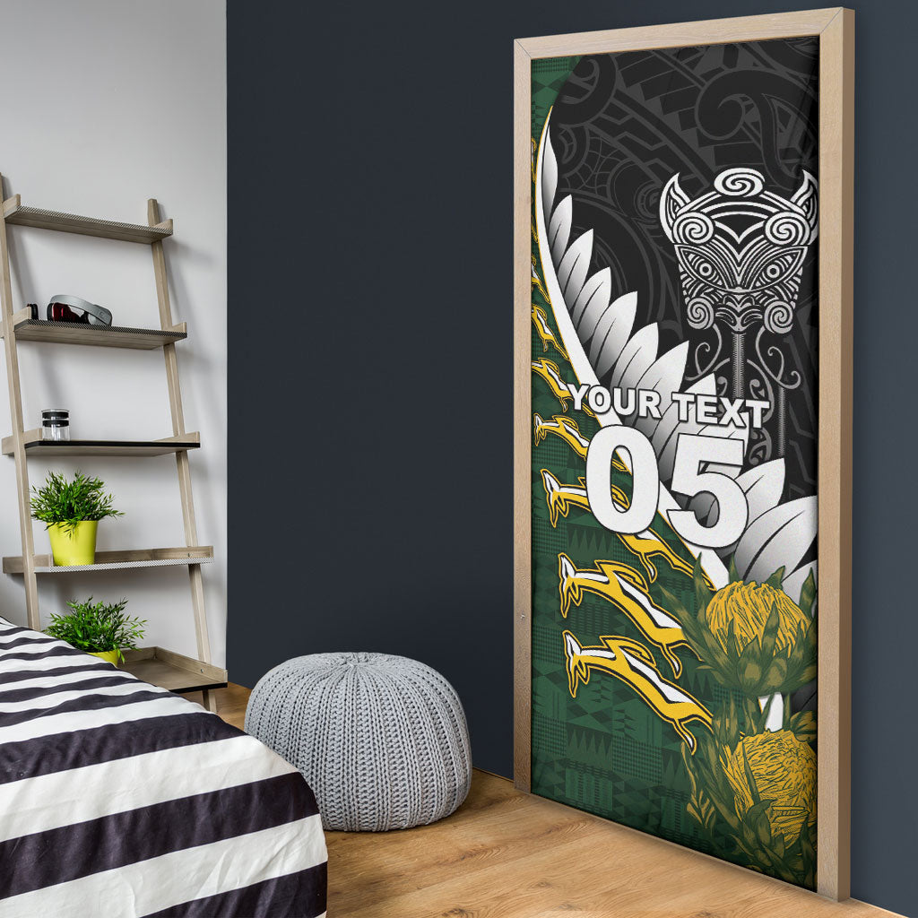 Custom Rugby New Zealand And South Africa Door Cover Silver Fern With Springboks