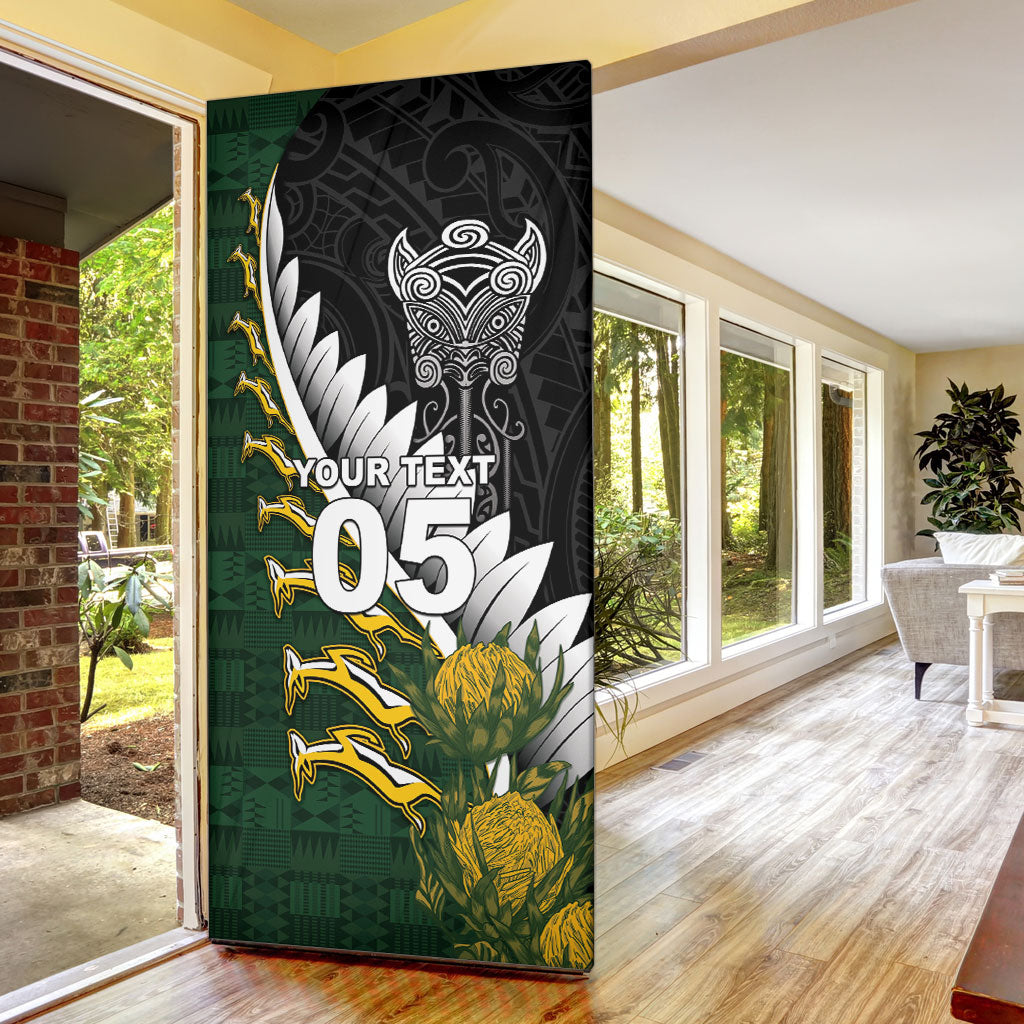Custom Rugby New Zealand And South Africa Door Cover Silver Fern With Springboks