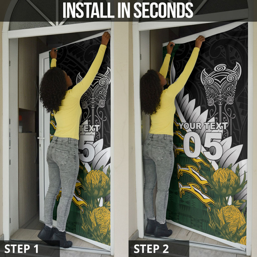Custom Rugby New Zealand And South Africa Door Cover Silver Fern With Springboks