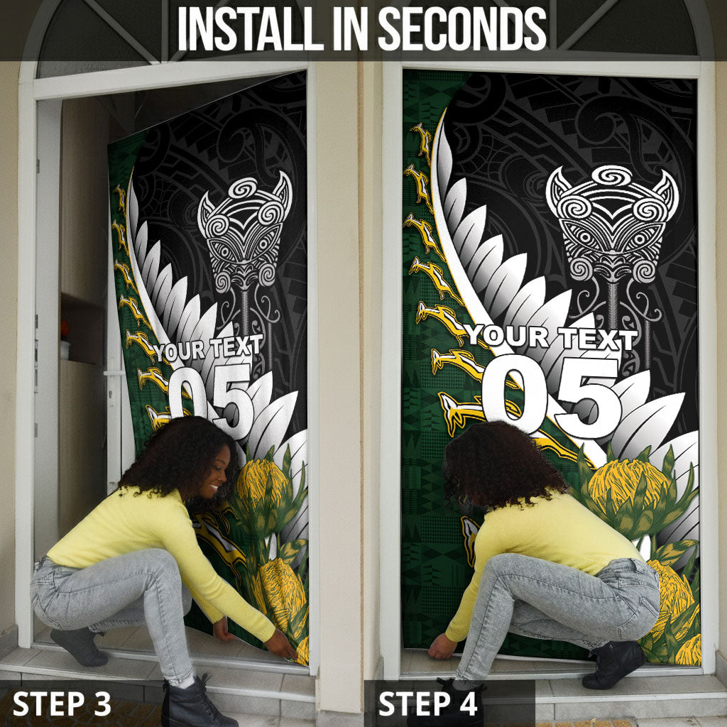Custom Rugby New Zealand And South Africa Door Cover Silver Fern With Springboks