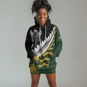 Custom Rugby New Zealand And South Africa Hoodie Dress Silver Fern With Springboks