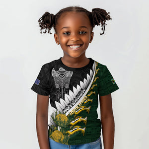 Custom Rugby New Zealand And South Africa Kid T shirt Silver Fern With Springboks