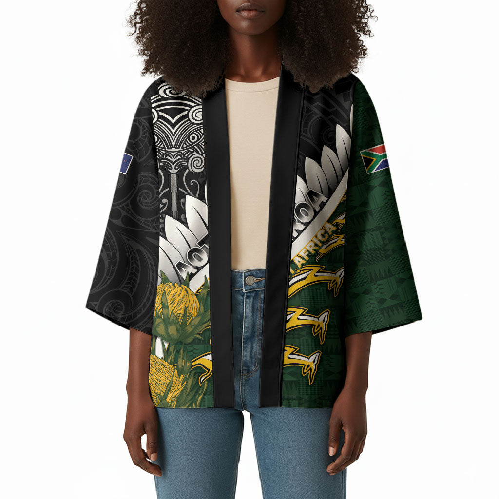 Custom Rugby New Zealand And South Africa Kimono Silver Fern With Springboks