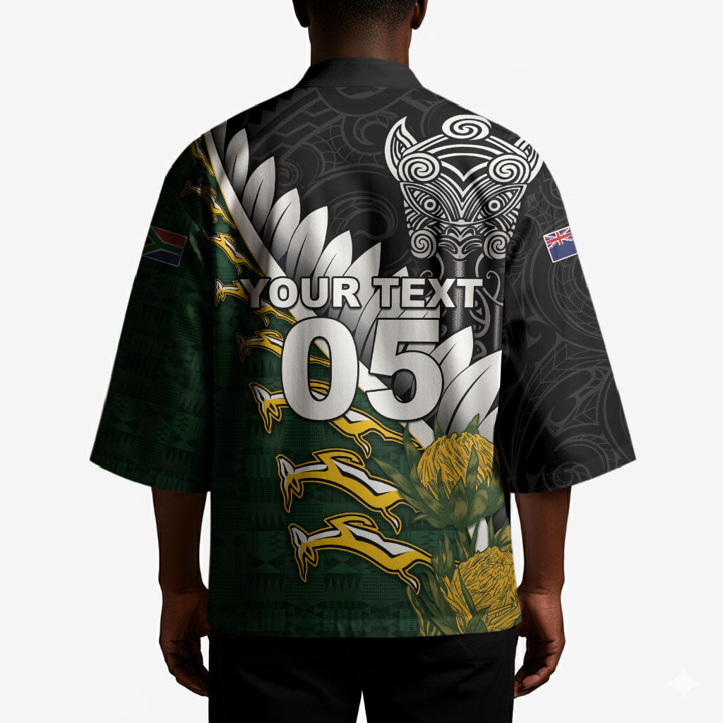 Custom Rugby New Zealand And South Africa Kimono Silver Fern With Springboks