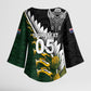 Custom Rugby New Zealand And South Africa Kimono Sleeve Blouse Silver Fern With Springboks