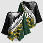 Custom Rugby New Zealand And South Africa Kimono Sleeve Blouse Silver Fern With Springboks