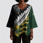 Custom Rugby New Zealand And South Africa Kimono Sleeve Blouse Silver Fern With Springboks