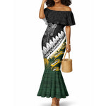 Custom Rugby New Zealand And South Africa Mermaid Dress Silver Fern With Springboks