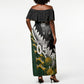 Custom Rugby New Zealand And South Africa Off Shoulder Maxi Dress Silver Fern With Springboks