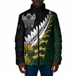 Custom Rugby New Zealand And South Africa Padded Jacket Silver Fern With Springboks
