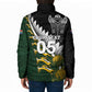 Custom Rugby New Zealand And South Africa Padded Jacket Silver Fern With Springboks