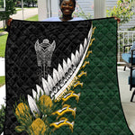 Rugby New Zealand And South Africa Quilt Silver Fern With Springboks