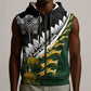 Custom Rugby New Zealand And South Africa Sleeveless Zip Hoodie Silver Fern With Springboks