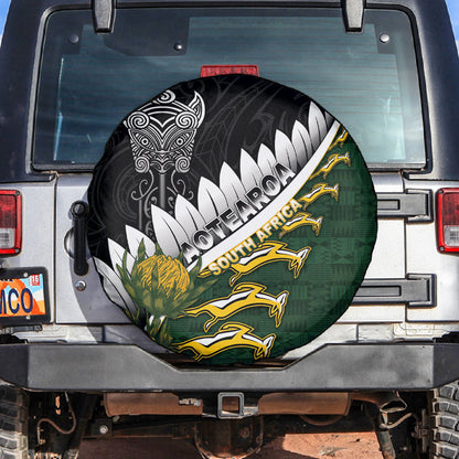 Rugby New Zealand And South Africa Spare Tire Cover Silver Fern With Springboks
