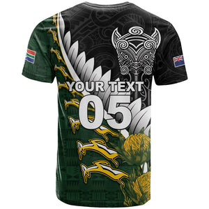 Custom Rugby New Zealand And South Africa T shirt Silver Fern With Springboks
