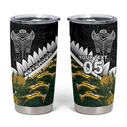 Custom Rugby New Zealand And South Africa Tumbler Cup Silver Fern With Springboks