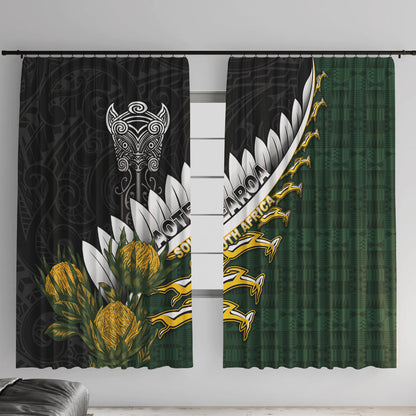 Rugby New Zealand And South Africa Window Curtain Silver Fern With Springboks