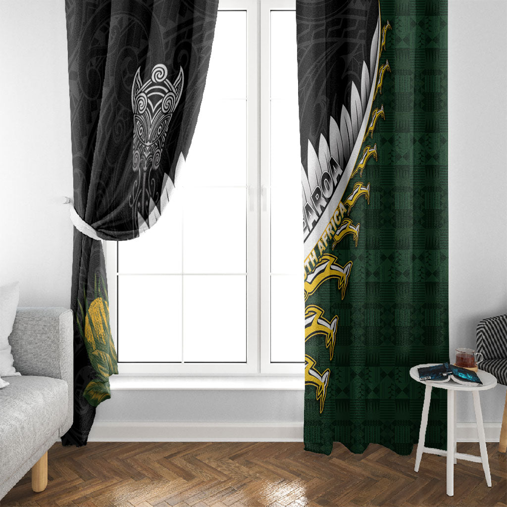 Rugby New Zealand And South Africa Window Curtain Silver Fern With Springboks