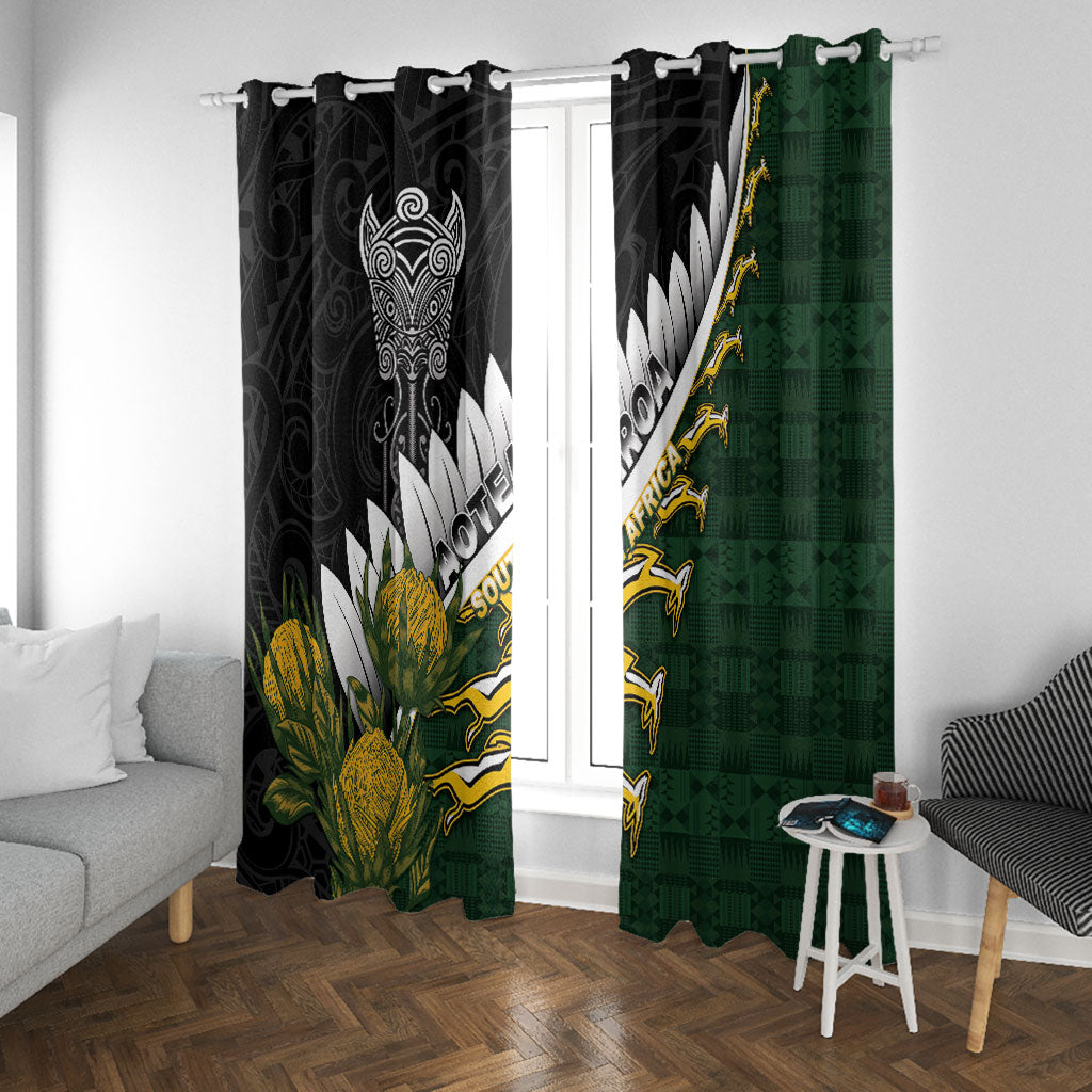 Rugby New Zealand And South Africa Window Curtain Silver Fern With Springboks
