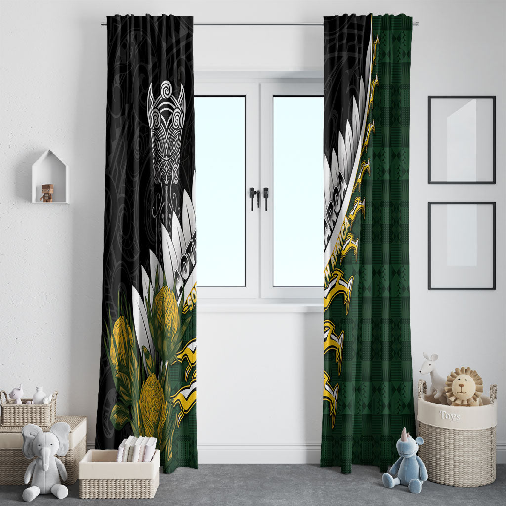 Rugby New Zealand And South Africa Window Curtain Silver Fern With Springboks