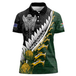 Custom Rugby New Zealand And South Africa Women Polo Shirt Silver Fern With Springboks