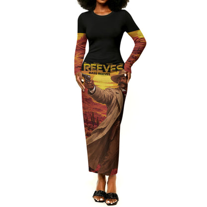 Bass Reeves The Greatest Frontier Hero Long Sleeve Bodycon Dress