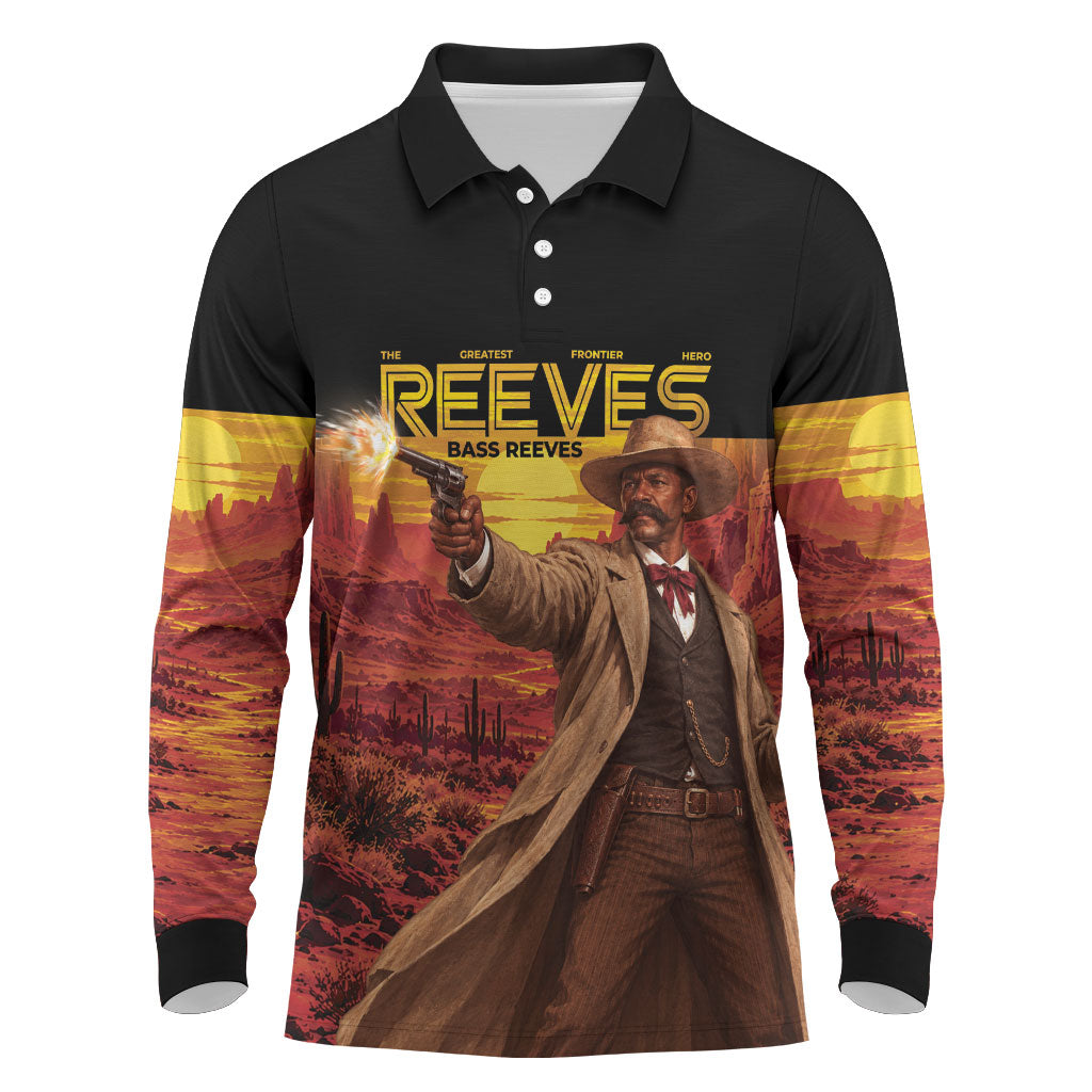 Bass Reeves The Greatest Frontier Hero Long Sleeve Polo Shirt