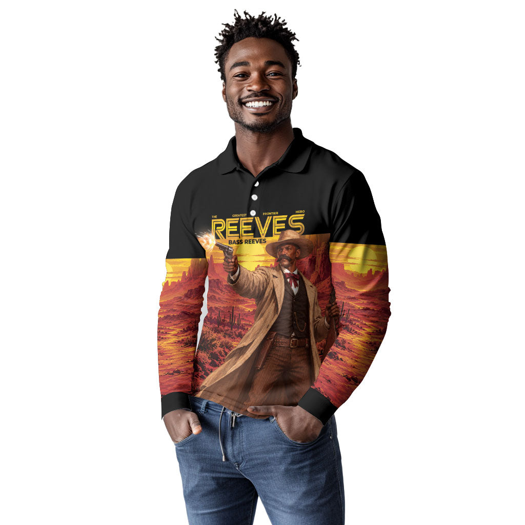 Bass Reeves The Greatest Frontier Hero Long Sleeve Polo Shirt