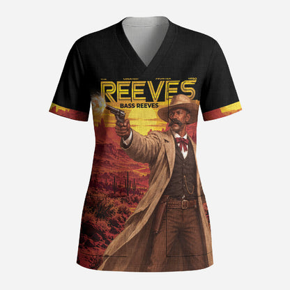 Bass Reeves The Greatest Frontier Hero Scrub Top