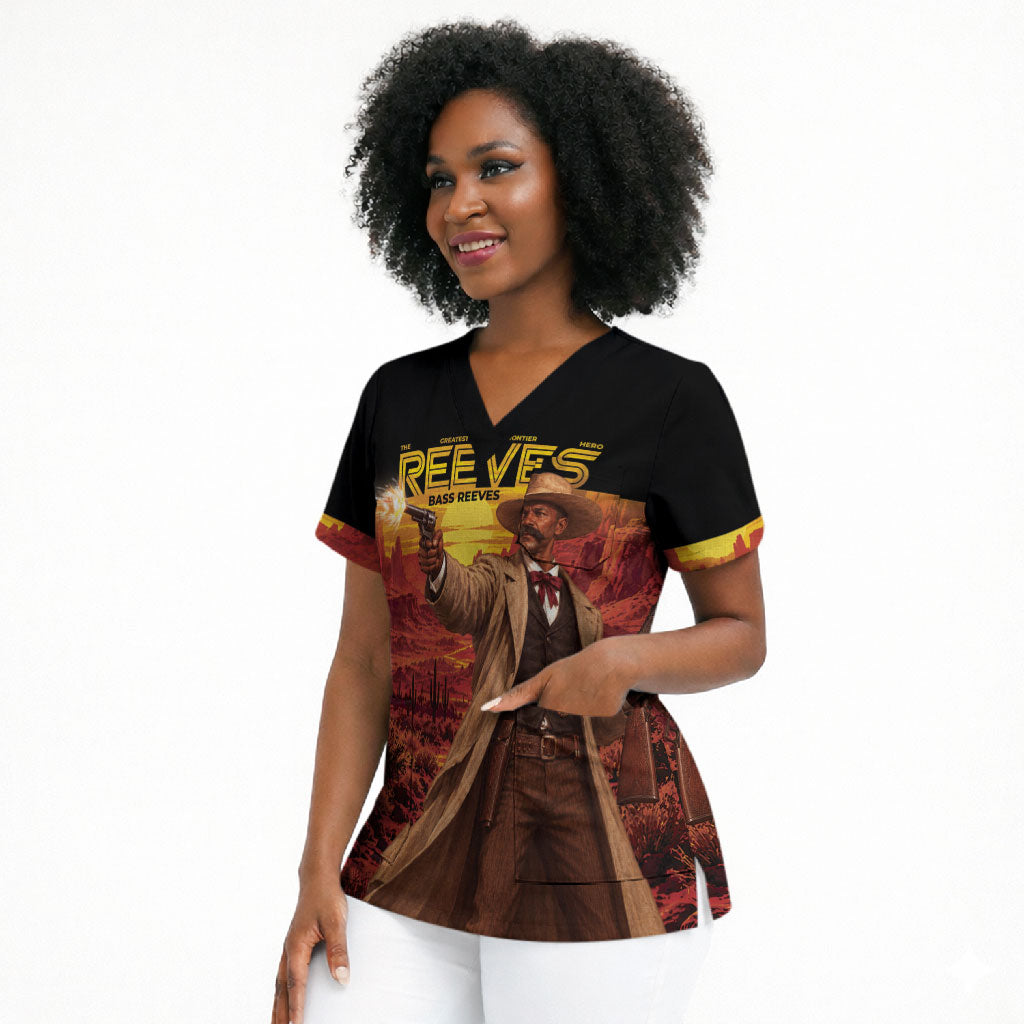 Bass Reeves The Greatest Frontier Hero Scrub Top