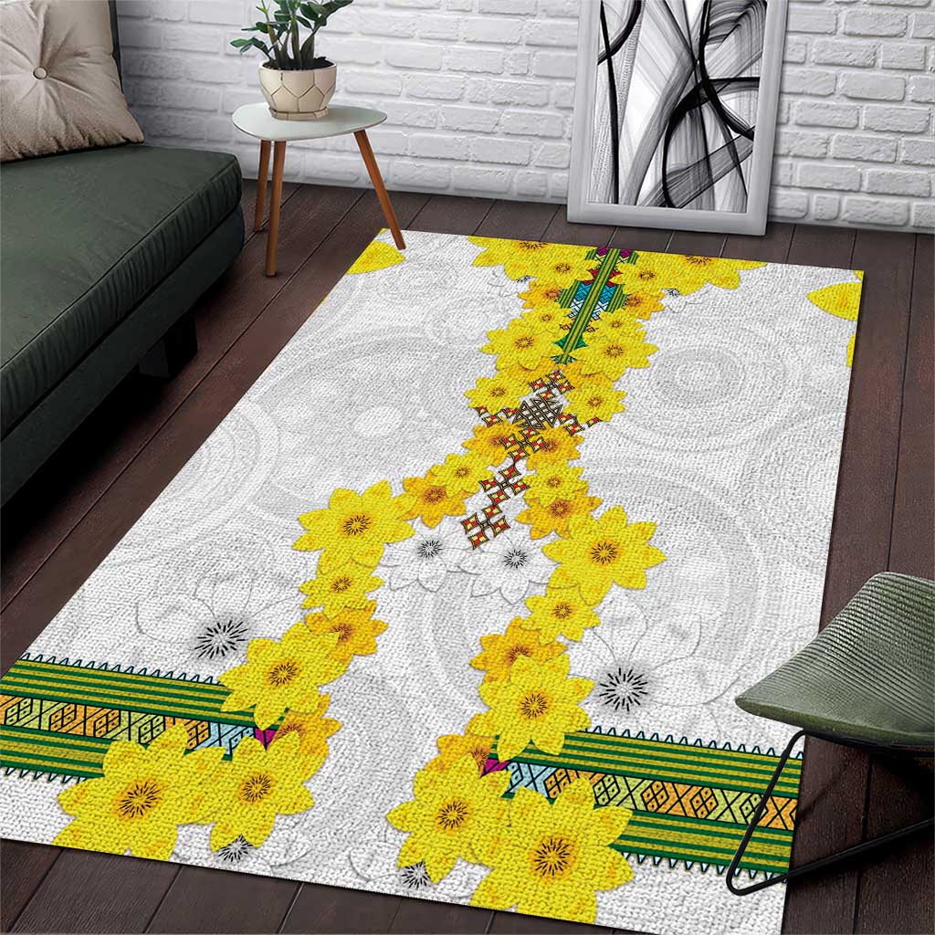 Enkutatash Ethiopia New Year Area Rug Tilet Pattern With Adey Abeba Flowers