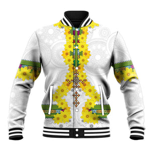 Enkutatash Ethiopia New Year Baseball Jacket Tilet Pattern With Adey Abeba Flowers LT05