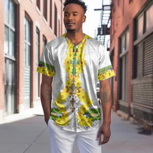 Enkutatash Ethiopia New Year Baseball Jersey Tilet Pattern With Adey Abeba Flowers