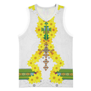 Enkutatash Ethiopia New Year Basketball Jersey Tilet Pattern With Adey Abeba Flowers LT05