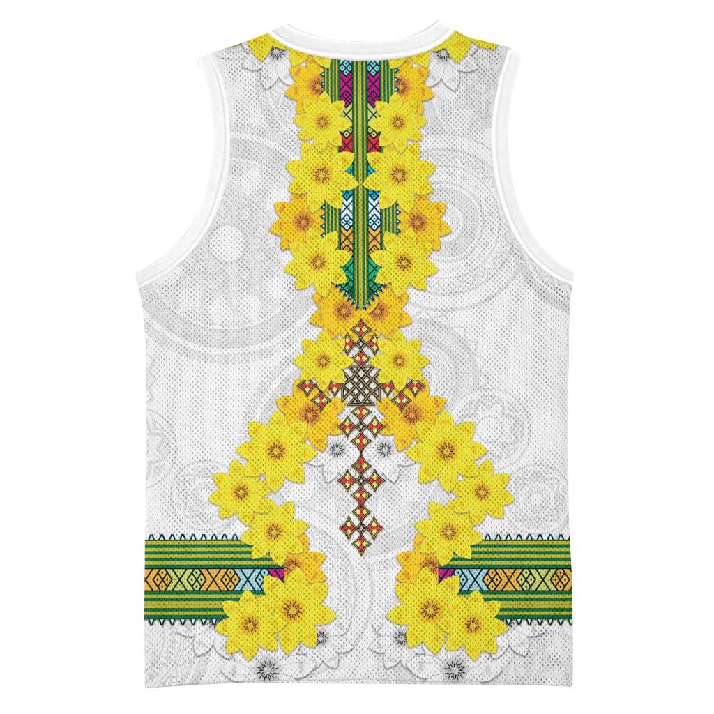 Enkutatash Ethiopia New Year Basketball Jersey Tilet Pattern With Adey Abeba Flowers LT05
