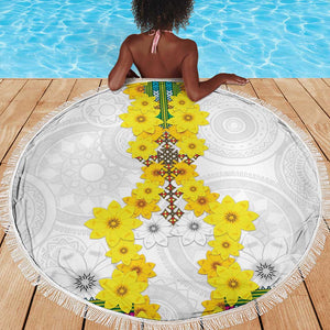 Enkutatash Ethiopia New Year Beach Blanket Tilet Pattern With Adey Abeba Flowers