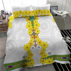 Enkutatash Ethiopia New Year Bedding Set Tilet Pattern With Adey Abeba Flowers