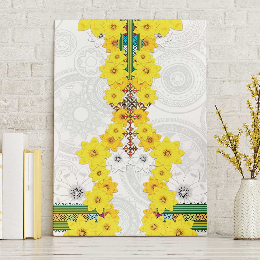 Enkutatash Ethiopia New Year Canvas Wall Art Tilet Pattern With Adey Abeba Flowers