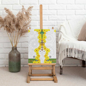 Enkutatash Ethiopia New Year Canvas Wall Art Tilet Pattern With Adey Abeba Flowers